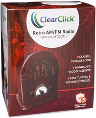 ClearClick Retro AM FM Radio with Bluetooth – Classic Wooden Vintage Retro