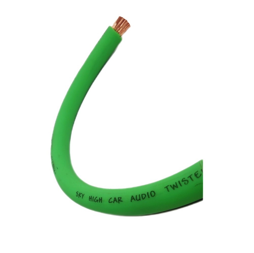 50 ft OFC 1/0 Gauge Oversized LIME GREEN Power Ground Wire W/ SPOOL Sky High Car