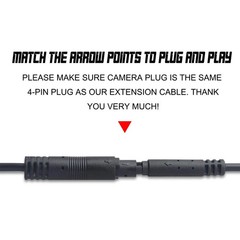 Extension Cord Dash Cam Backup Camera Rear View Recorder Cable 4 Pin 3 or 6.5Ft