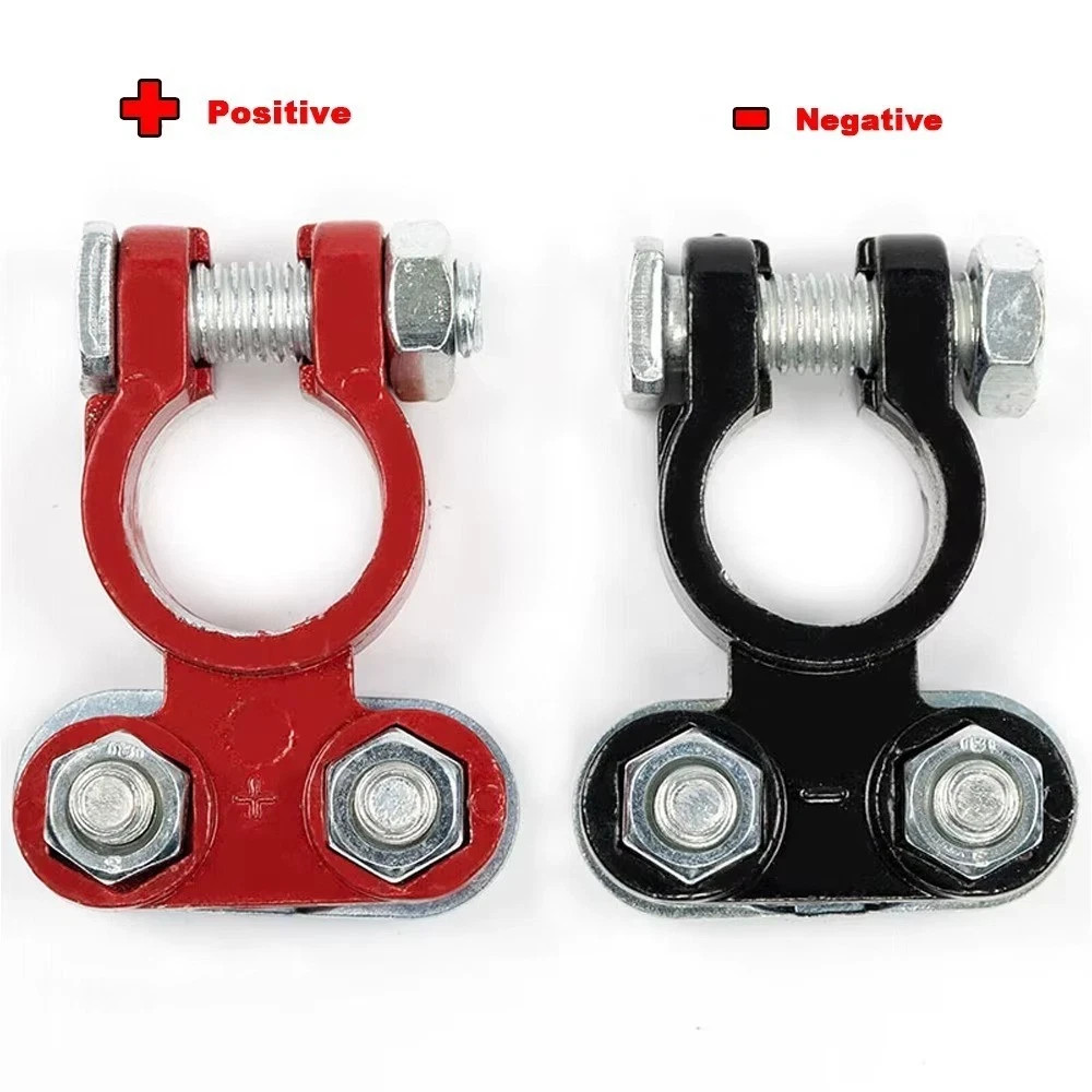 2 Car Battery Terminal Connector Top Post Positive Negative Heavy Duty Universal