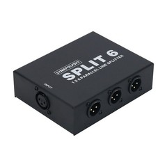 XLR Splitter Box Horizontal Parallel Distributor Audio Splitter 1 IN 6 OUT Black