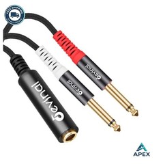 1/4 Inch Stereo to Dual Mono Y Splitter Cable 1 Ft Braided Gold Plated Audio