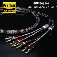 Pair Audio Braided Speaker Cables OCC Black/Copper Banana to Banana Plug New