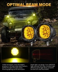 AUXBEAM 4″ 90W Amber LED Pods Work Light Bar Spot Driving Fog Lamp+Black Covers
