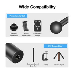 17mm Ball Head Adapter to 1/4″ Screw Hole Mount Converter For Tripod Selfie