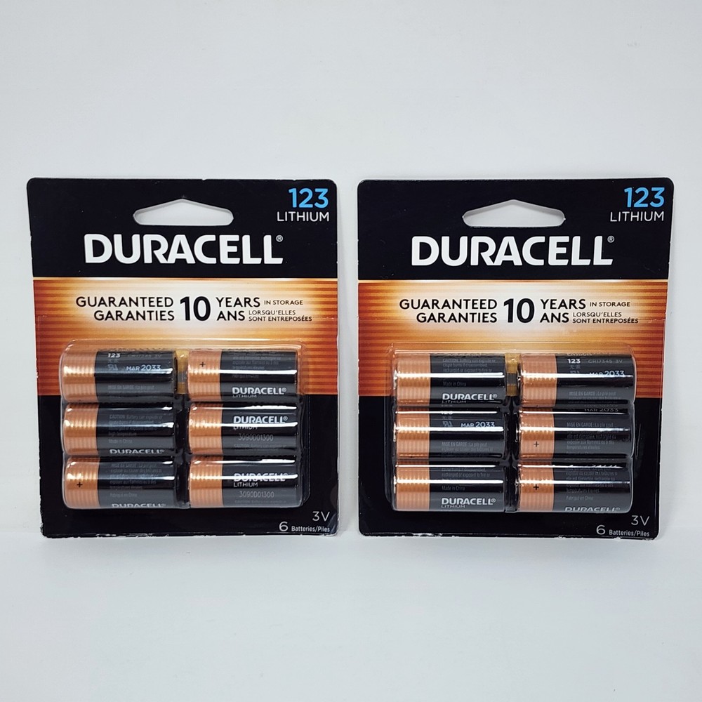 Duracell 123 Lithium 3V Batteries DL123 CR17345 (12 Pack) Exp 2033