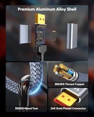 80Gbps Displayport Cable 2.1 6.6FT, 16K@60Hz, 8K@120Hz, 4K@240Hz, DP 2.1 Cable 1