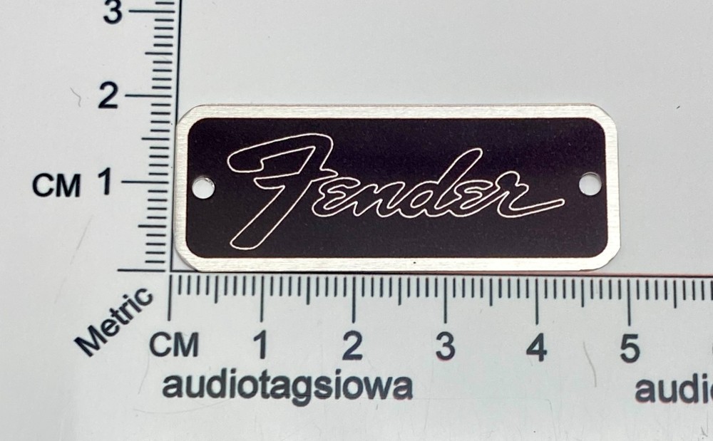 Fender Transitional Logo for Amp or Case Badge Custom Made Black/Silver Aluminum