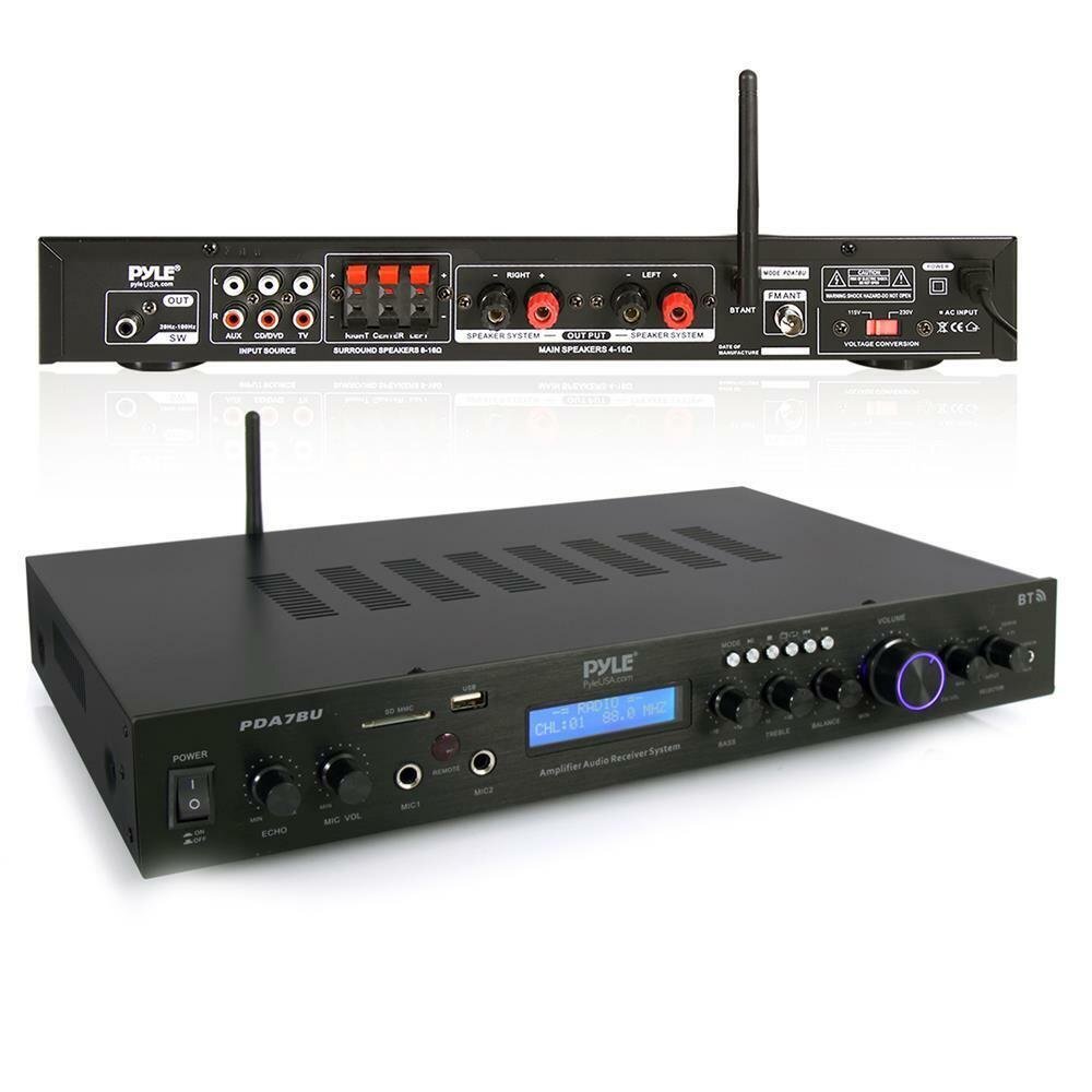 Pyle Home Theater Amplifier Audio Receiver 200W Digital AUX FM Antenna PDA7BU