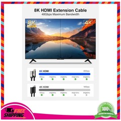 HDMI 2.1 Extension Cable 3.3ft Male to Female 8K 60Hz 4K 120Hz High Speed Cord