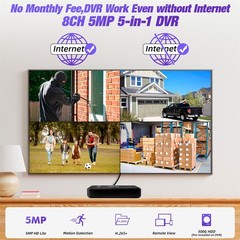 Preloaded 500GB Hard Drive 8 Channel 5-in-1 DVR Digital CCTV Video Recorder Gear