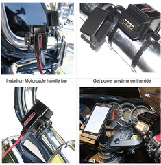 MP0609A 3.1Amp Motorcycle USB Port Kit SAE to USB Adapter on Motorcycle