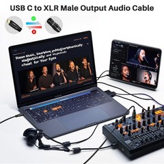USB C to XLR 10 FT Stereo Audio Cable Male Output XLR to USB C Adapter