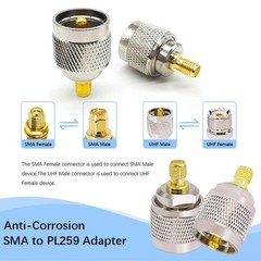 2/4/10Pcs PL259 UHF Male to SMA Female Jack RF Coax Adapter Barrel Connectors