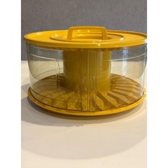 Vintage Dosix Yellow Round Media Storage Carousel Rotating Caddy with Handle