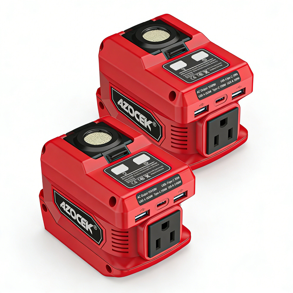 2-Pack DC 18V to AC 110V Power Station Compatible with Milwaukee 18V Battery