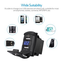 12V-24V PD + QC3.0 Dual USB Car Fast Charger Power Socket Outlet LED Voltmeter