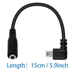 Right Angle Mini USB Male to 4Pole 3.5mm Female Adapter Cable for Mic Microphone
