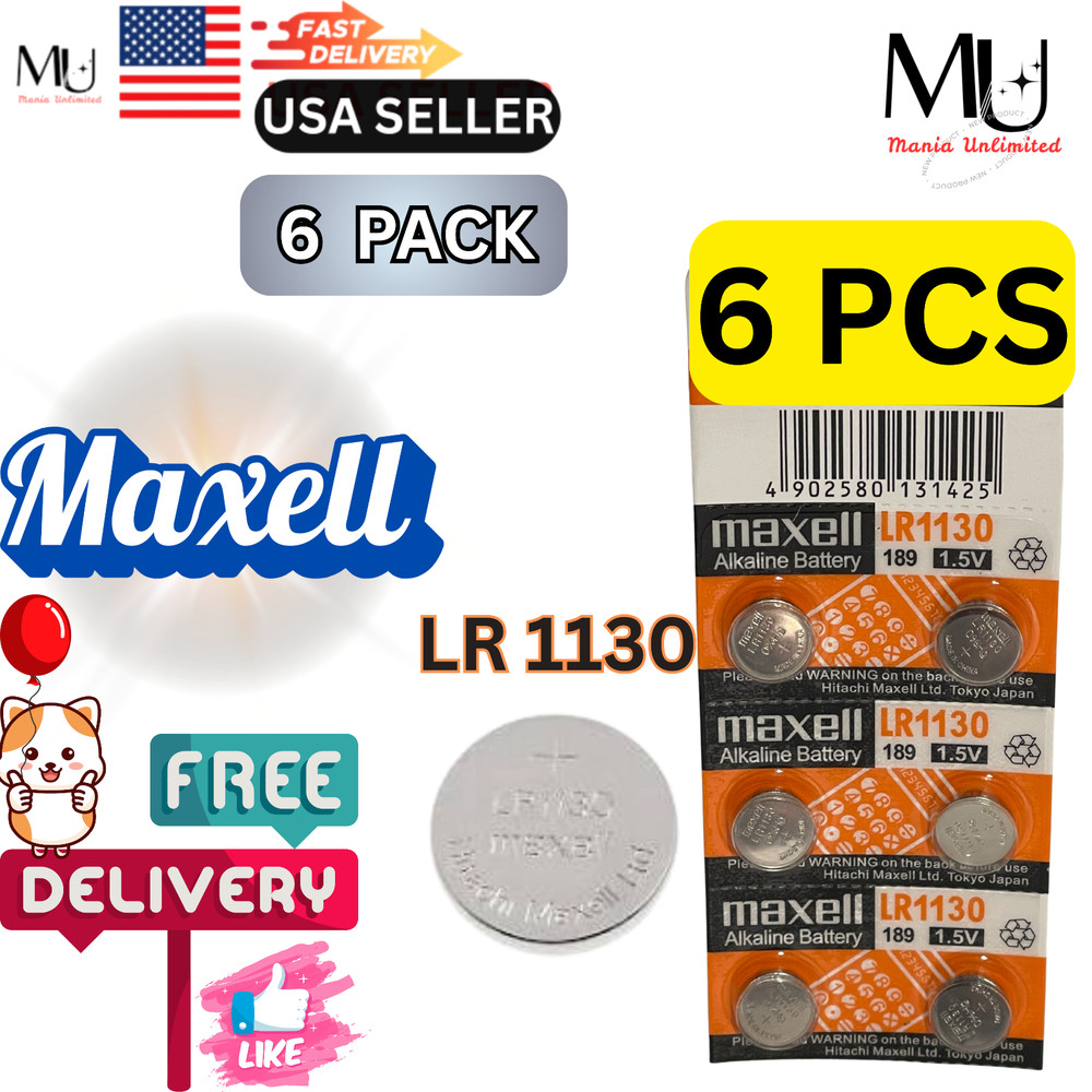 6PCS MAXELL Fresh Stock LR1130 AG10 189 L1131 389 V10GA 1.5V BATTERY Exp 2031+