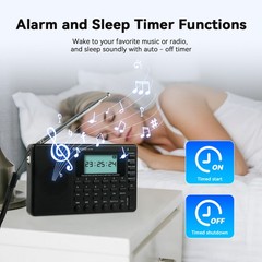 V115P Portable Radio,AM FM SW WB Radio,Digital Stereo Radio With Bluetooth Gift
