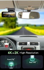 Dash Cam 4K Front & Rear Dash Camera w/ GPS WiFi | 64GB Included