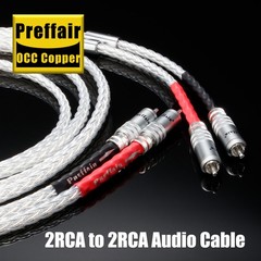 Pair 7N Silver Plated OCC Copper Wire HiFi Audio Signal Interconnect 2RCA Cable