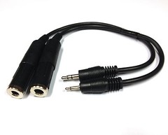 GENERAL AVIATION DUAL TWIN PLUG HEADSET TO SPORTYS RADIO ADAPTER CABLE 1/4″ 1/5″