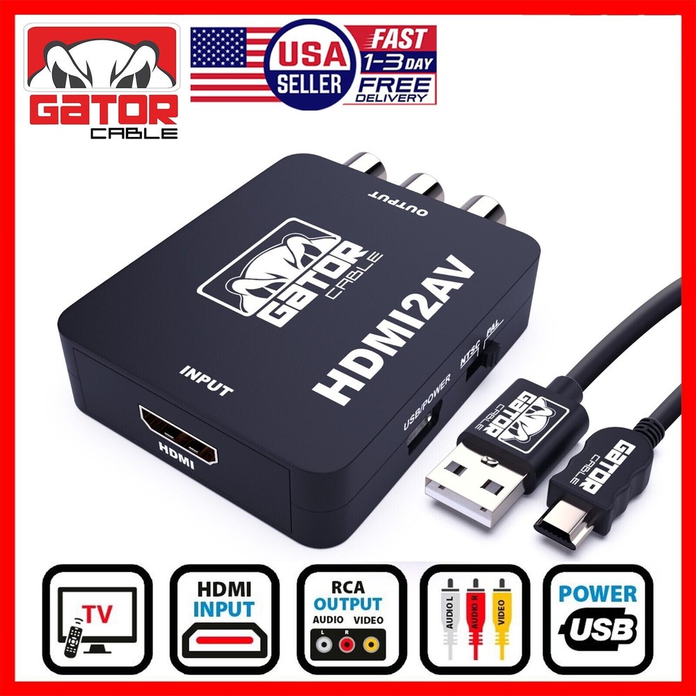 HDMI to RCA AV HD Converter Adapter Composite Cable CVBS 3-RCA Audio Video 1080P