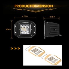 Auxbeam 5″inch 72W Flush Mount LED Work Light Bar Pods Strobe Offroad Fog Lights