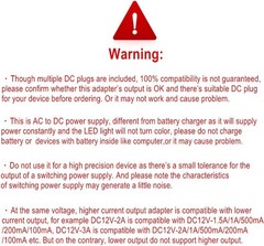 Universal Ac Adapter 12v 2a Power Supply Charger 24w Ac110v to Dc12v 2000ma 1500