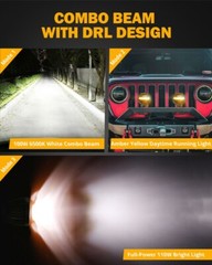 AUXBEAM 4″ Inch LED Work Light Bar SPOT Driving Fog Pods DRL Offroad ATV Truck