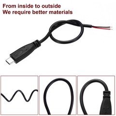 0.25M/0.8Ft USB C Male Plug Bare Wire Cable 22AWG 12V 3A 2 Pin 2Pcs