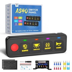 4 Gang Switch Panel LED Light Circuit Control Relay System Box Truck Offroad