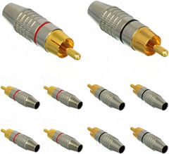 RCA Plug Solder Gold Audio Video Connectors (10 Pack)