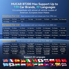 2026 MUCAR BT200 MAX Full System Car AI Diagnostic Tool OBD2 Scanner All Free