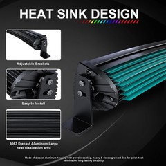 52 Inch RGBW LED Light Bar 300W & 2PCS 4″ RGB Pods with Chasing Halo Ring