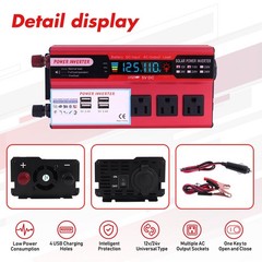 5000W Pure Sine Wave Solar Converter Car Power Inverter DC 12V To AC 110V 4 USB