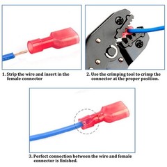 100-500pcs Female Nylon Crimp Connectors Insulated Wire Spade Terminals AWG18-22