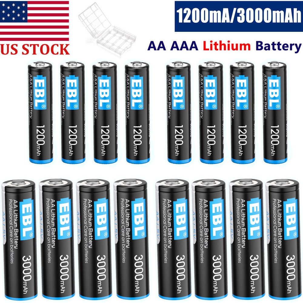 AA AAA 1200/ 3000mAh Lithium Batteries 1.5V Long Lasting + Box Exp.2033 lot