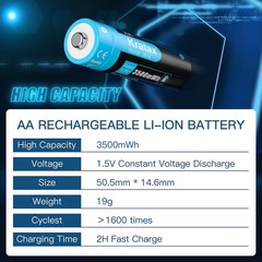 1.5V USB Rechargeable AA Lithium Battery 3500mwh Li-ion Batteries Charger Lot