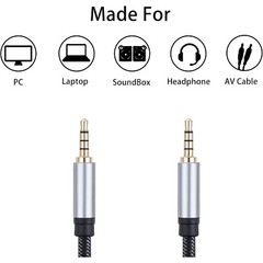 6FT 3.5mm AUX Audio Nylon Braided Cord Cable PC iPod Car Phone headphone more