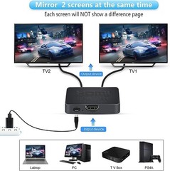HDMI Splitter 1 In 2 Out 4K UHD HD 1080P 2-Port Repeater Splitter Amplifier 1×2