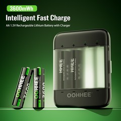 3600mWh 4/8/12/16x AA Lithium Rechargeable Batteries + 1.5V Charging Storage Box