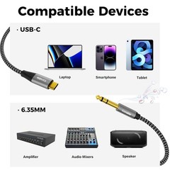 USB C to 1/4″ TRS Audio Stereo Cable 4FT Type C to 6.35mm 1/4 Male Aux Audio