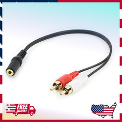 3.5mm Female to 2 RCA Male Audio Adapter Cable Stereo AUX Y Splitter Gold Plated