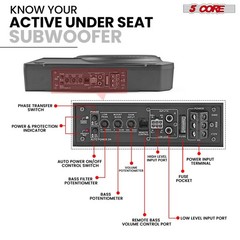 5Core 10″ 800 Watt Slim Under-Seat Powered Car/Truck Subwoofer Sub+Amp Kit