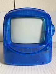 Vintage Mini TV 5″ Black White AM/FM Radio Portable Blue Video Gaming TESTED