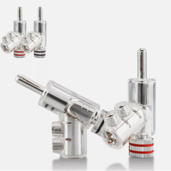 8PCS Hi-End Rhodium / Gold Plated Lock Banana Plug Audio Speaker Cable Connector
