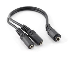 9in. 3.5mm Stereo Female / 2-Females Splitter Cable & Gender Changer, AV-Y15