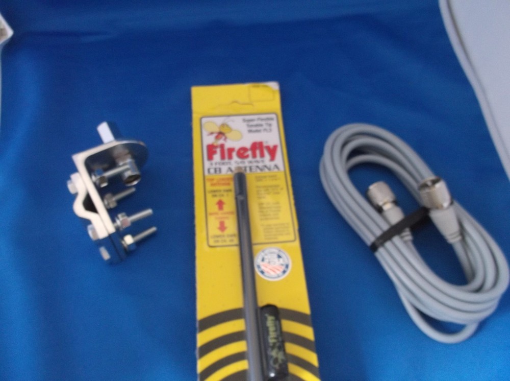 NEW CB RADIO FIRESTIK FL3, FL3B 3FT CB ANTENNA, 18FT RG8X COAX, BRACKET & STUD